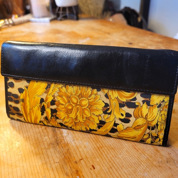 Versace Baroque Leopard Print Vintage Wallet - Picture 1 of 5